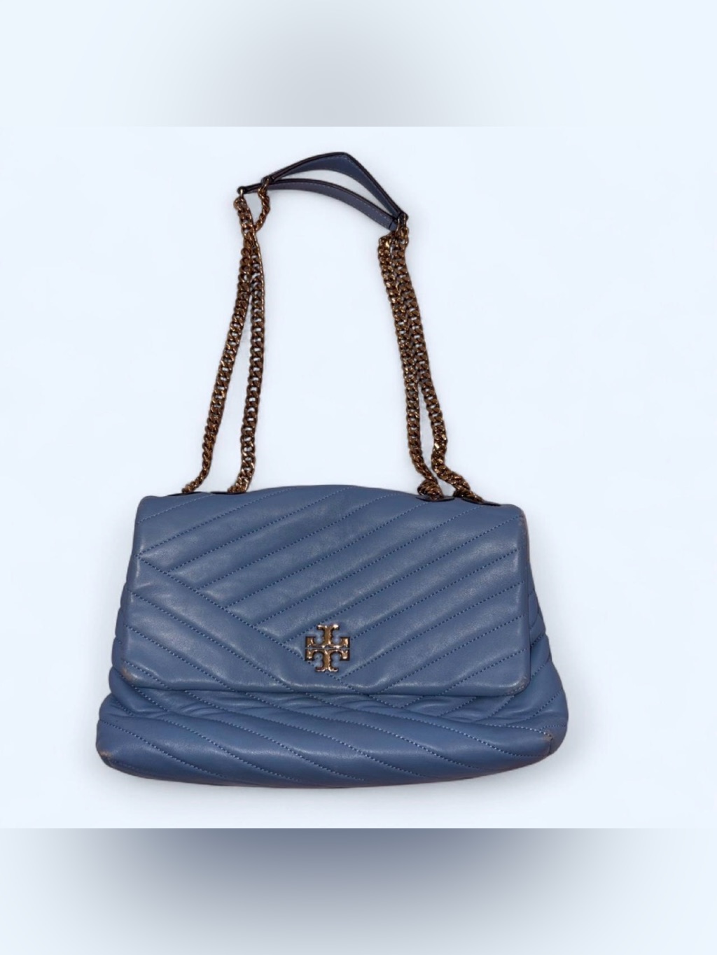 Tory Burch Slate Blue Quilted Chain Shoulder Bag